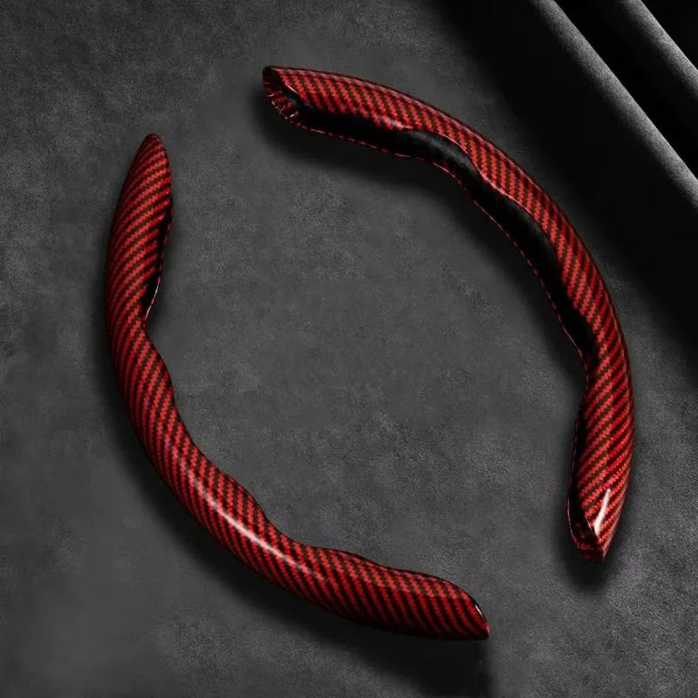 Microfiber Leather Steering Wheel Cover With Carbon Fiber Look 5