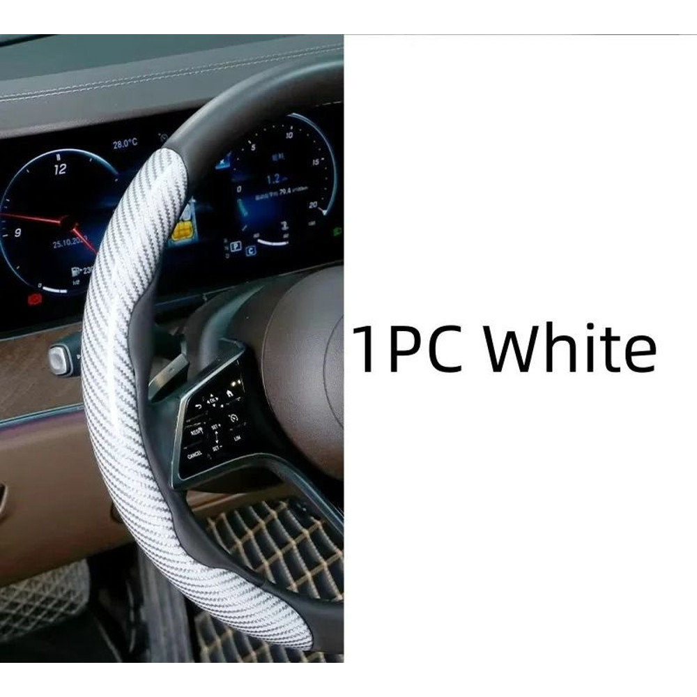 Microfiber Leather Steering Wheel Cover With Carbon Fiber Look 6