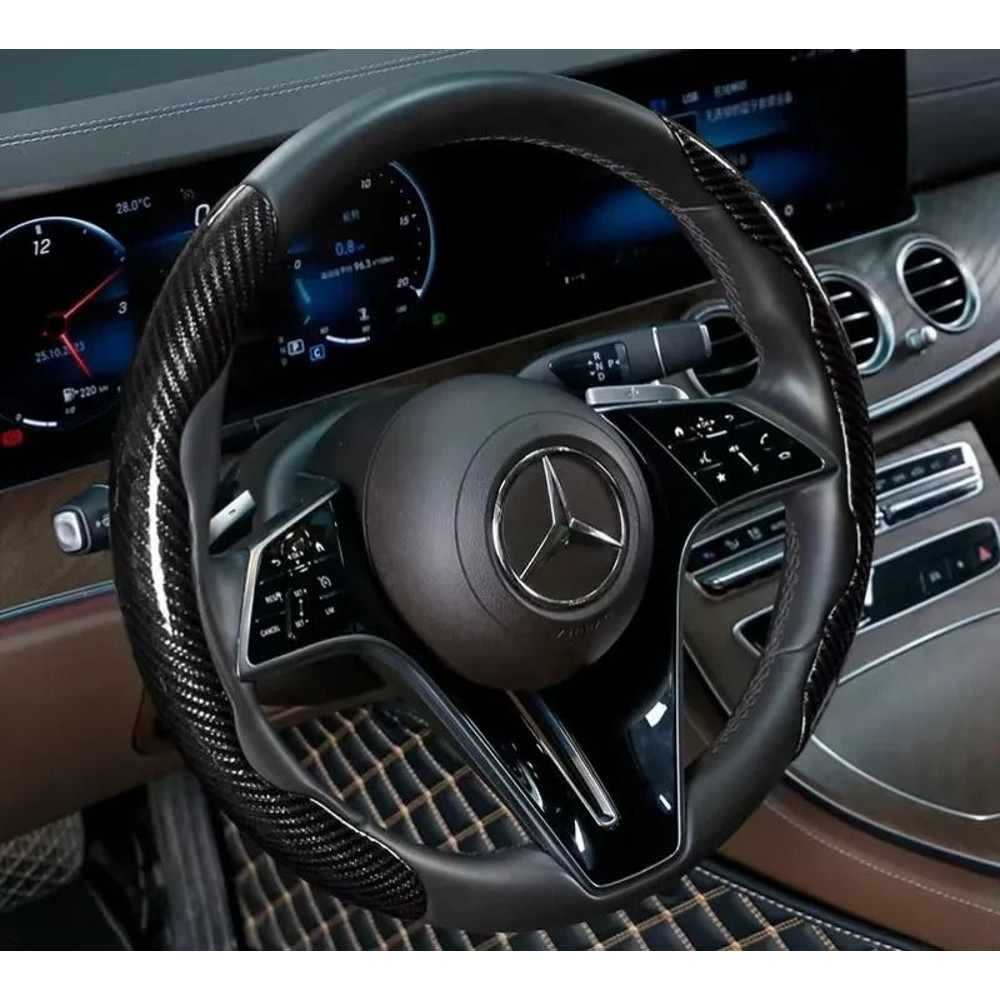 Microfiber Leather Steering Wheel Cover With Carbon Fiber Look 10
