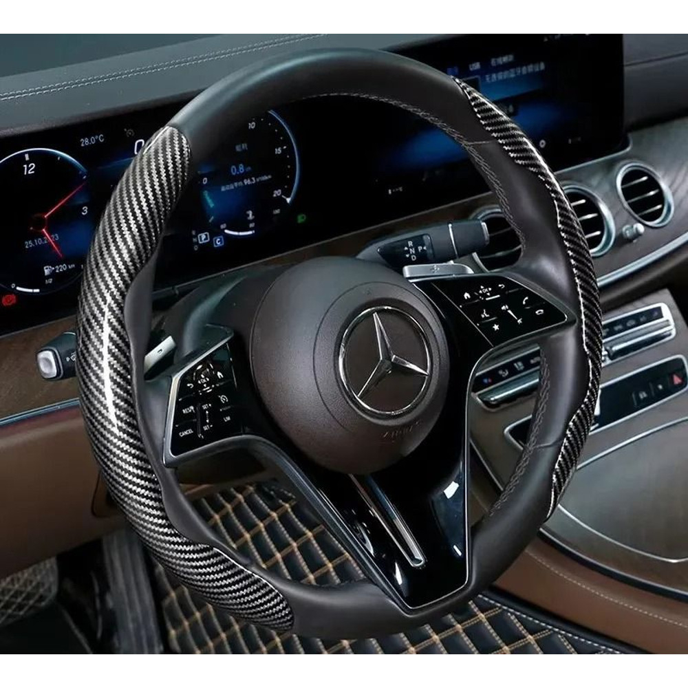 Microfiber Leather Steering Wheel Cover With Carbon Fiber Look 11
