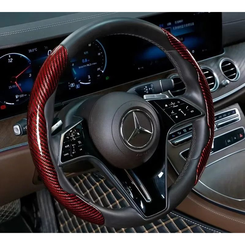 Microfiber Leather Steering Wheel Cover With Carbon Fiber Look 13