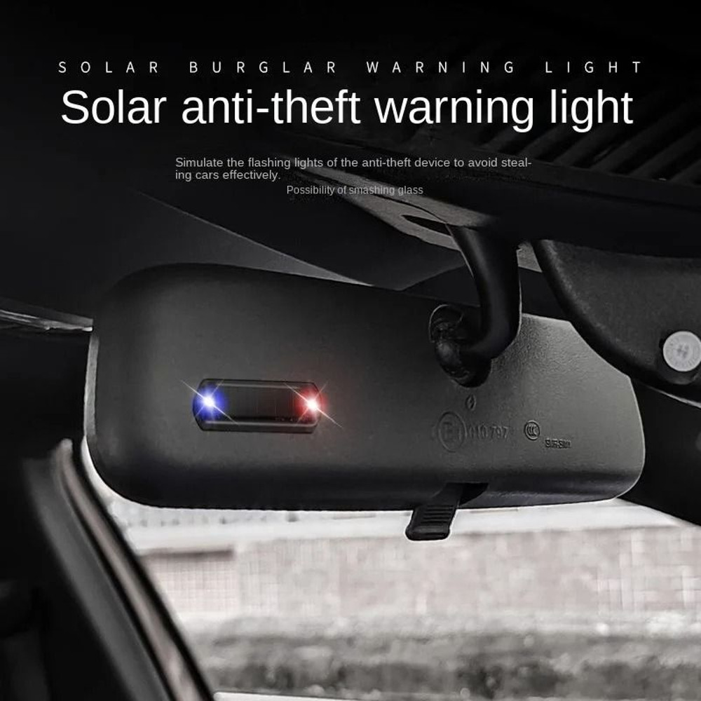 Solar Powered Mini LED AntiTheft Warning Light For Cars 0
