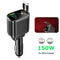 Car Charger With Retractable Cable And Fast Charging Power Display 12