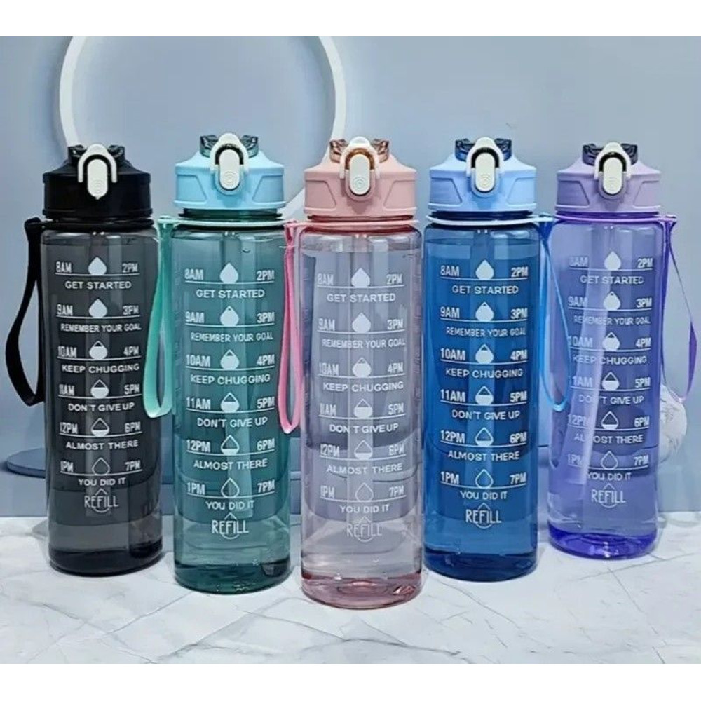 800 Ml 27 Oz Large Capacity Sports Water Bottle Leak Proof Plastic Drinking Cup With Time Scale 0