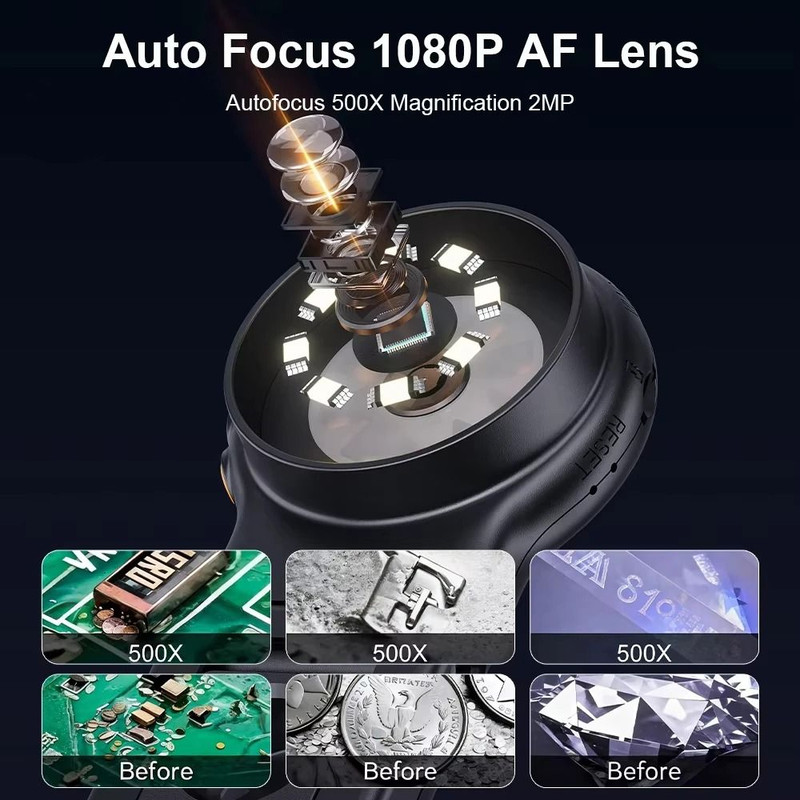 Autofocus 500X Digital Microscope With 2MP Sensor And 8 LED Lights 2