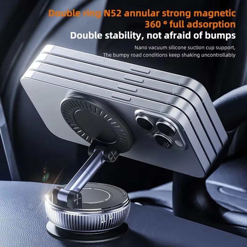 Vacuum Magnetic Phone Holder Stand With Adjustable Swivel And Suction Mount 3