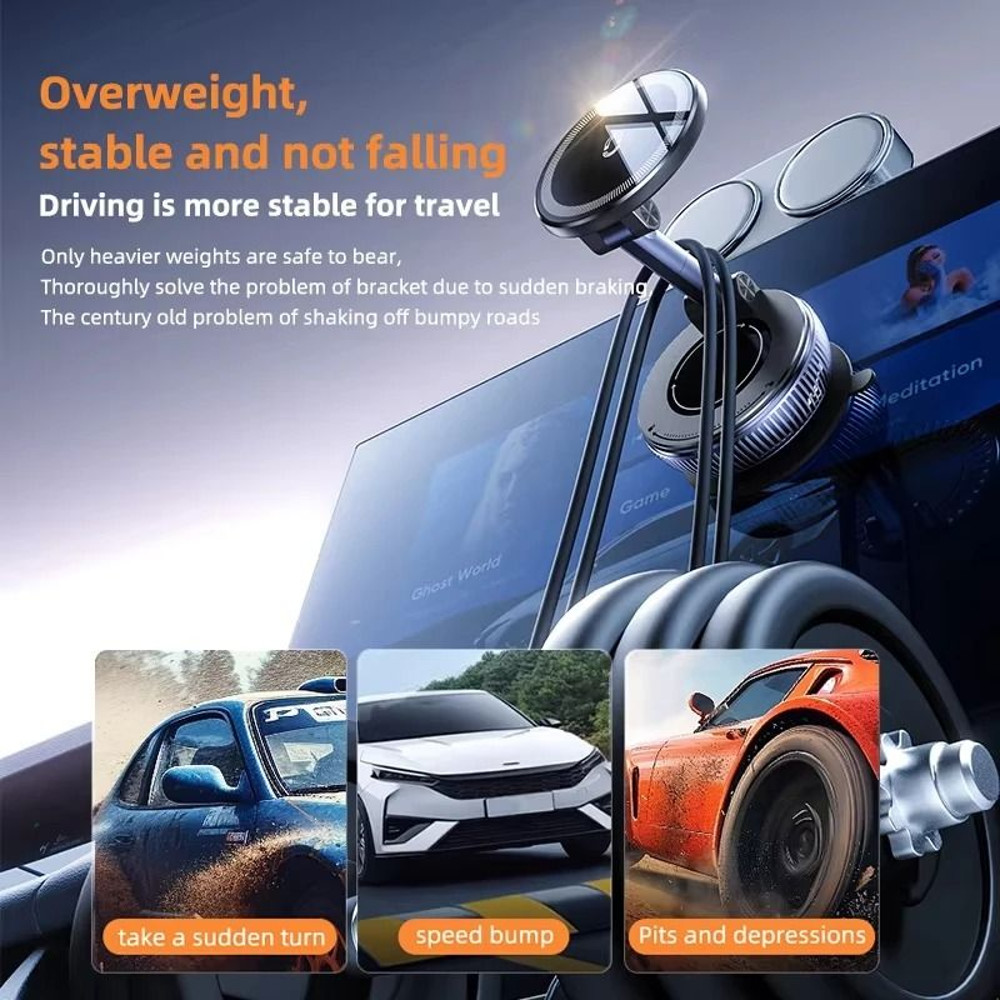 Vacuum Magnetic Phone Holder Stand With Adjustable Swivel And Suction Mount 4