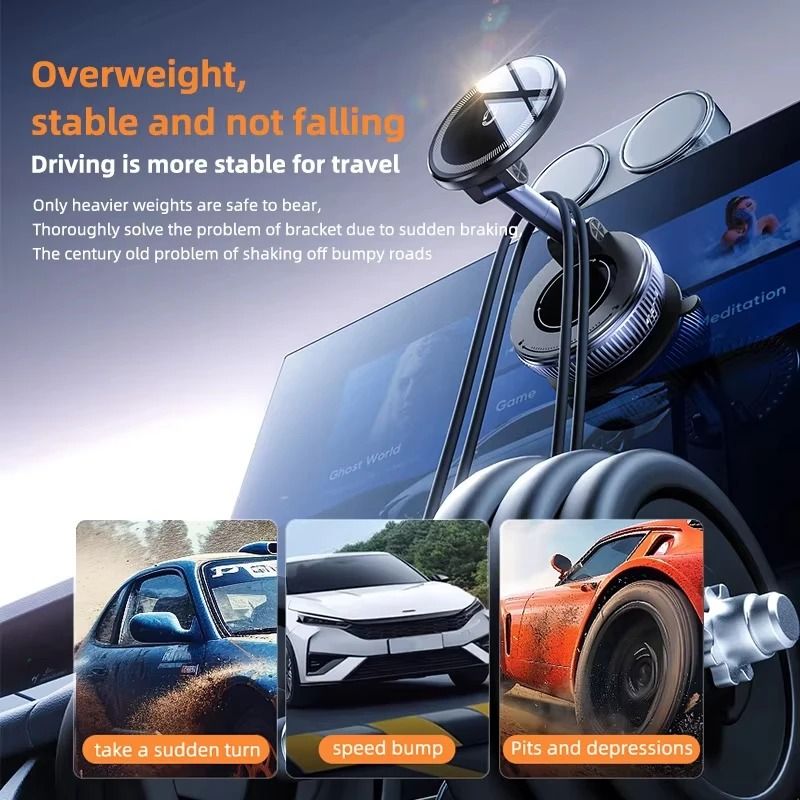 Vacuum Magnetic Phone Holder Stand With Adjustable Swivel And Suction Mount 4