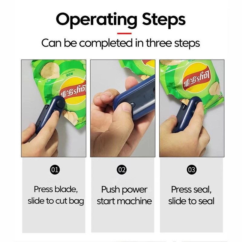 2 In 1 Portable USB Rechargeable Bag Sealing Machine For Snacks And Storage 3