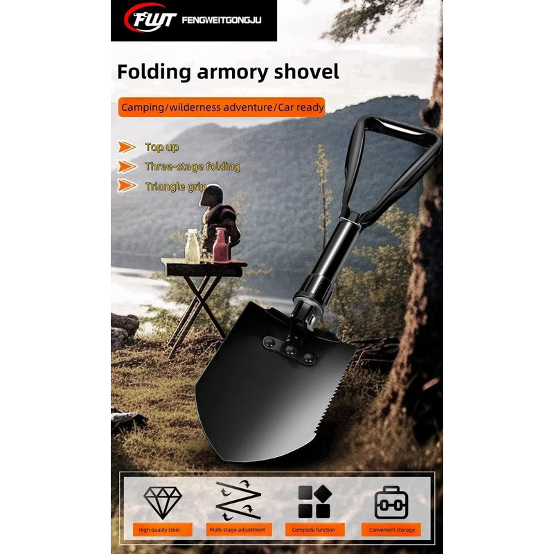 Foldable Multi Function Engineer Shovel For Outdoor Camping 2