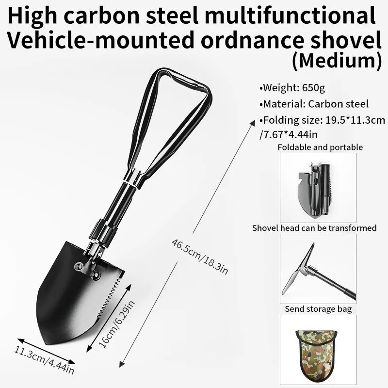 Foldable Multi Function Engineer Shovel For Outdoor Camping 8