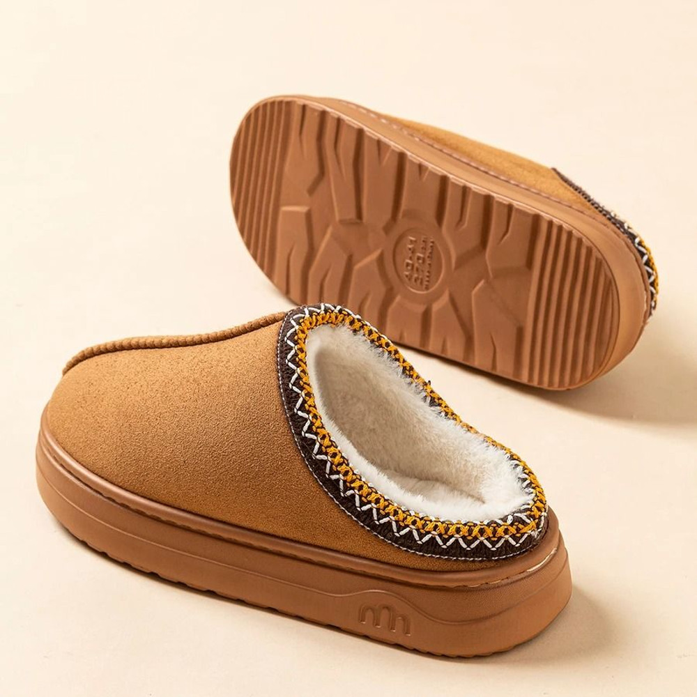 Fuzzy Fur Winter Slipper Boots Anti Slip Soft Sole Indoor Outdoor Couple House Shoes 5