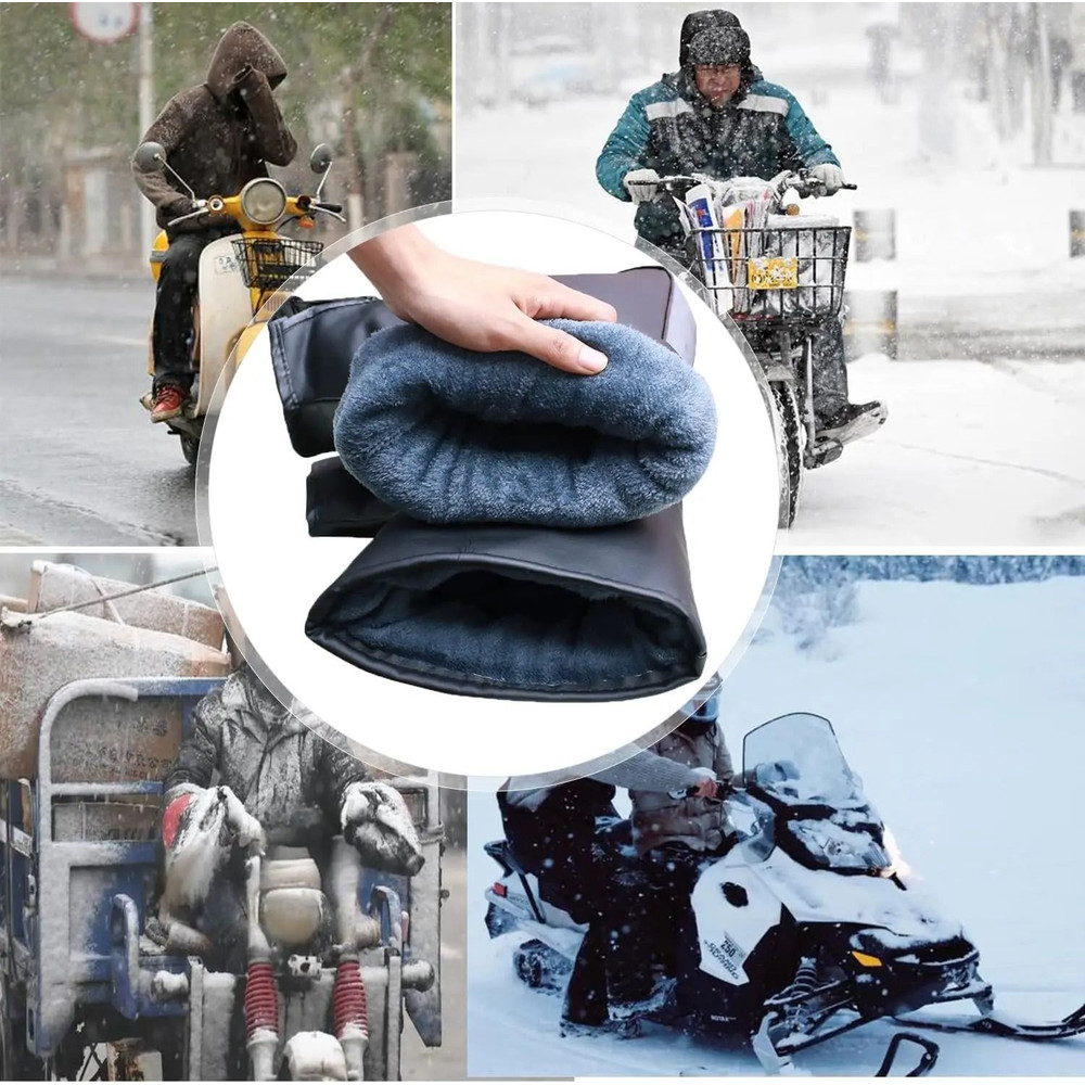 Winter Electric Bike Gloves Plush Handlebar Mittens Windproof Warm Cover For Bicycle Motorcycle 5