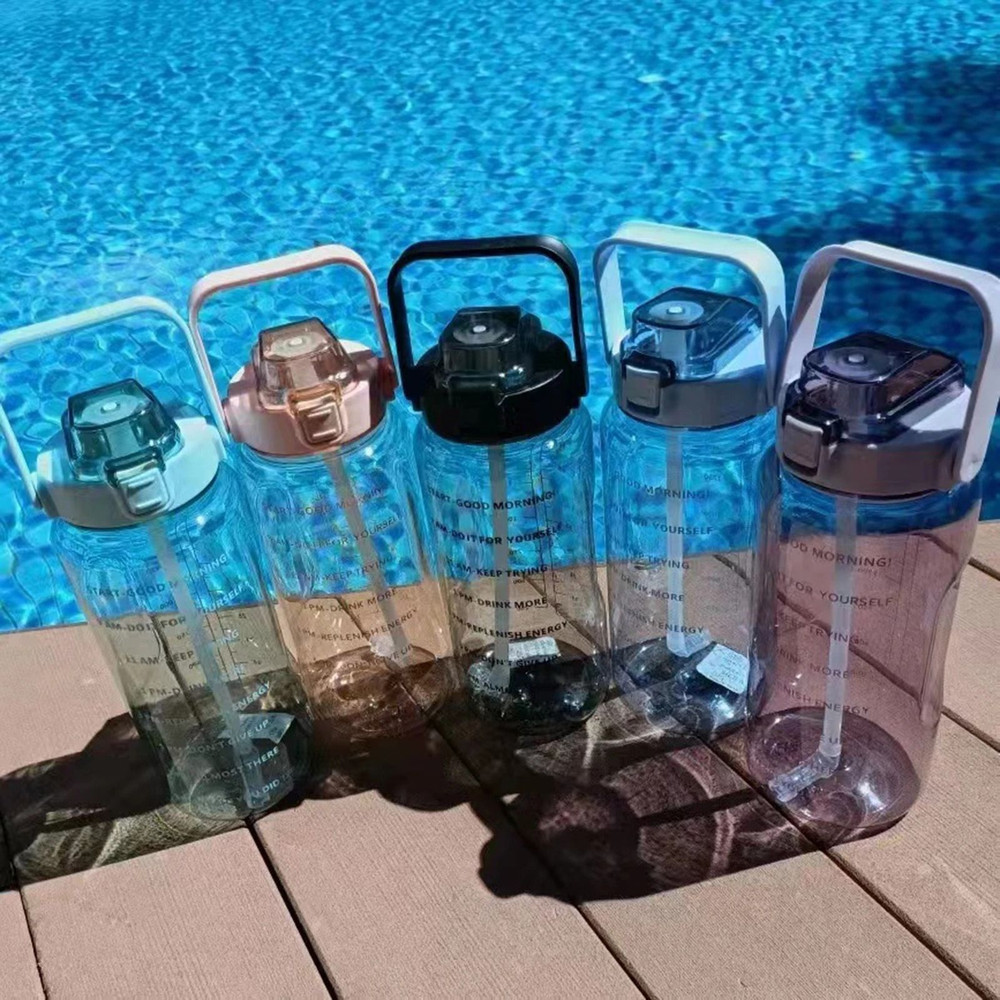 Large Capacity Sports Water Bottle With Straw And Scale For Running Cycling And Fitness 2