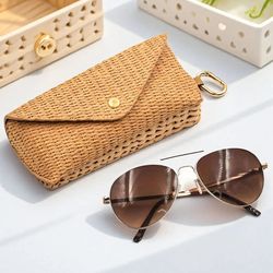 portable grass-like mesh glasses storage box press-resistant sunglasses case