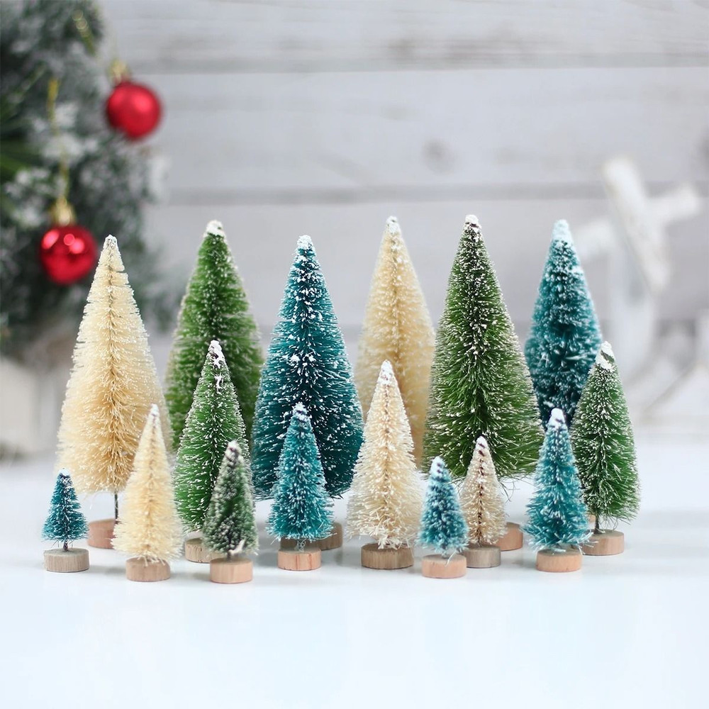 Mini Sisal Bottle Brush Christmas Tree Tabletop Ornament 1