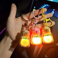 cute luminous capybara keychain with light