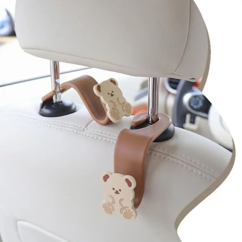 Adorable Cartoon Teddy Bear Car Seat Headrest Hooks Two Pack 2