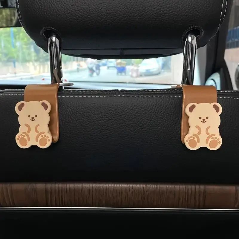 Adorable Cartoon Teddy Bear Car Seat Headrest Hooks Two Pack 5