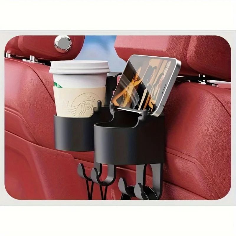 Multifunctional Car Seat Back Storage Rack With Hooks Cup Holder And Storage Box 3