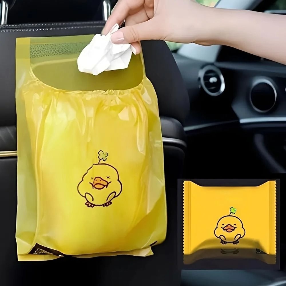 Fifteen Piece Adhesive Car Trash Bag Kit For Interior Hanging 0