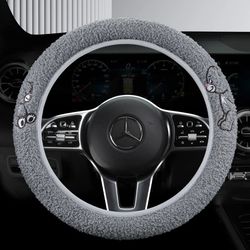 plush wool steering wheel cover for winter comfort