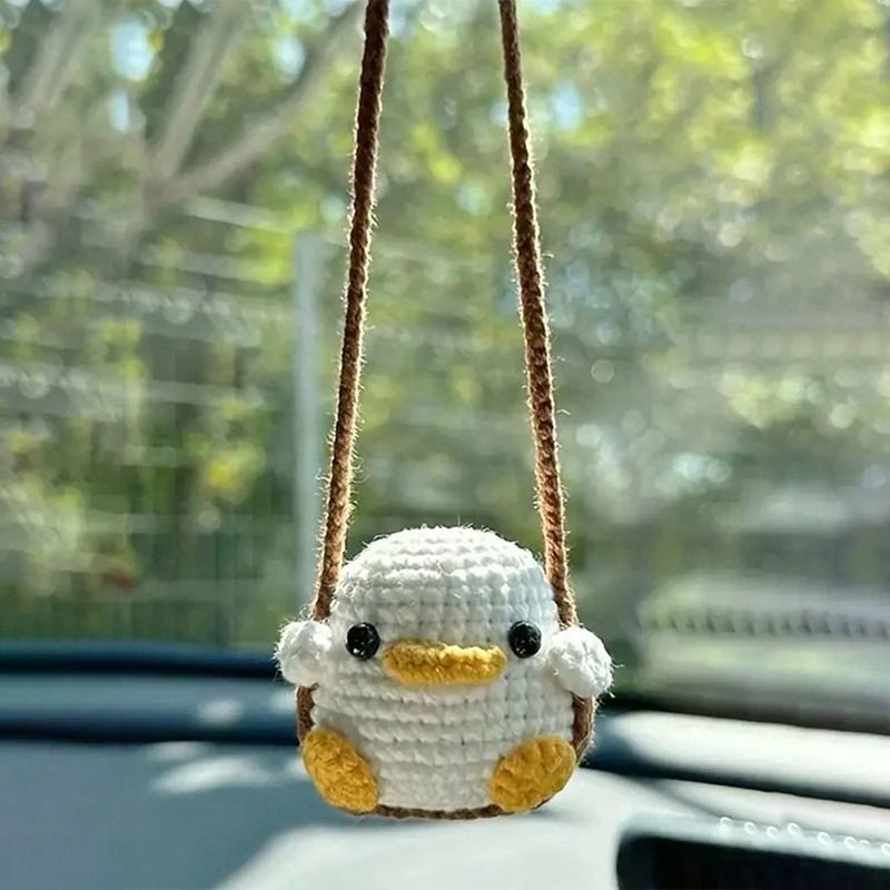 Cute Crochet Animal Car Pendant Duckling And Frog Design 7