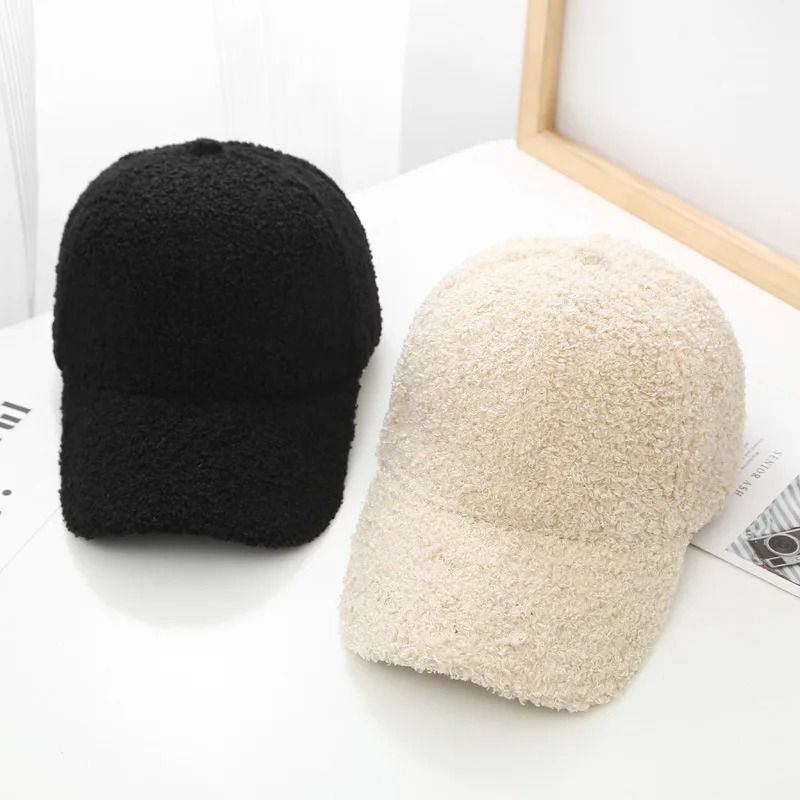 Soft Plush Lamb Wool Baseball Cap For Women 1