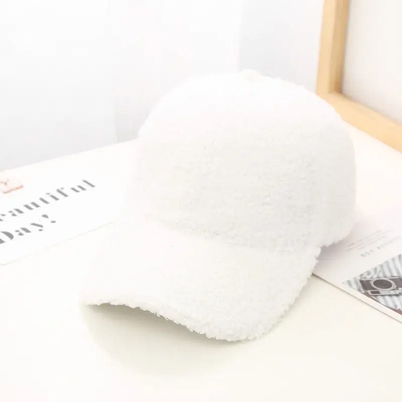 Soft Plush Lamb Wool Baseball Cap For Women 5