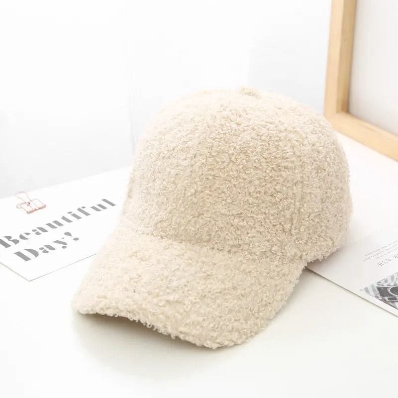 Soft Plush Lamb Wool Baseball Cap For Women 9