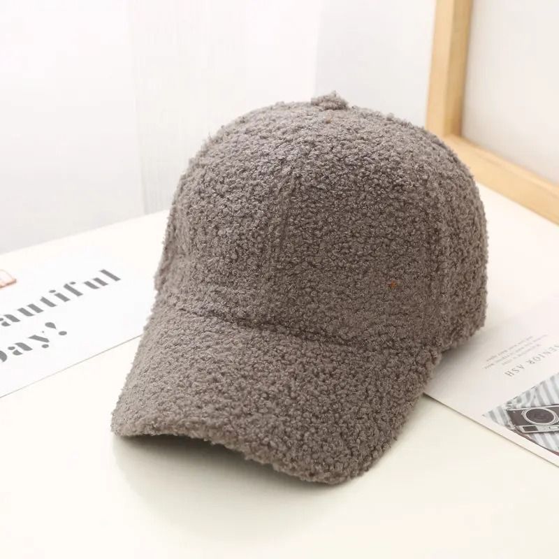 Soft Plush Lamb Wool Baseball Cap For Women 10