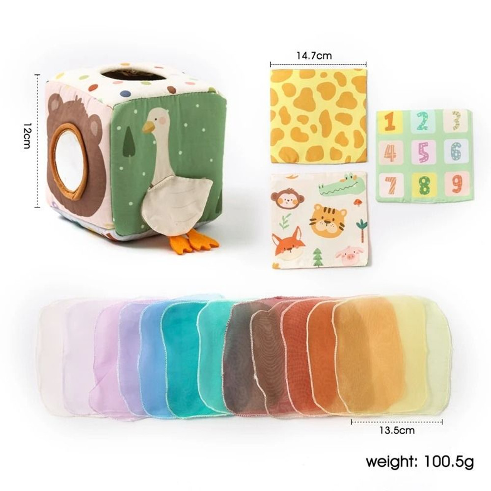 Montessori Magic Cotton Animal Tissue Box Busy Toy For Fine Motor Play 5