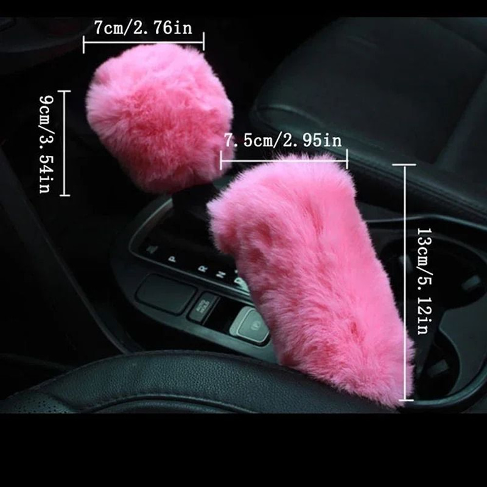 Plush Super Thick Steering Wheel Handbrake And Gearshift Cover Set 1