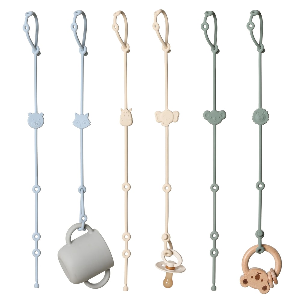 Silicone AntiLost Cartoon Animal Pacifier Chain Set Six Pieces 0