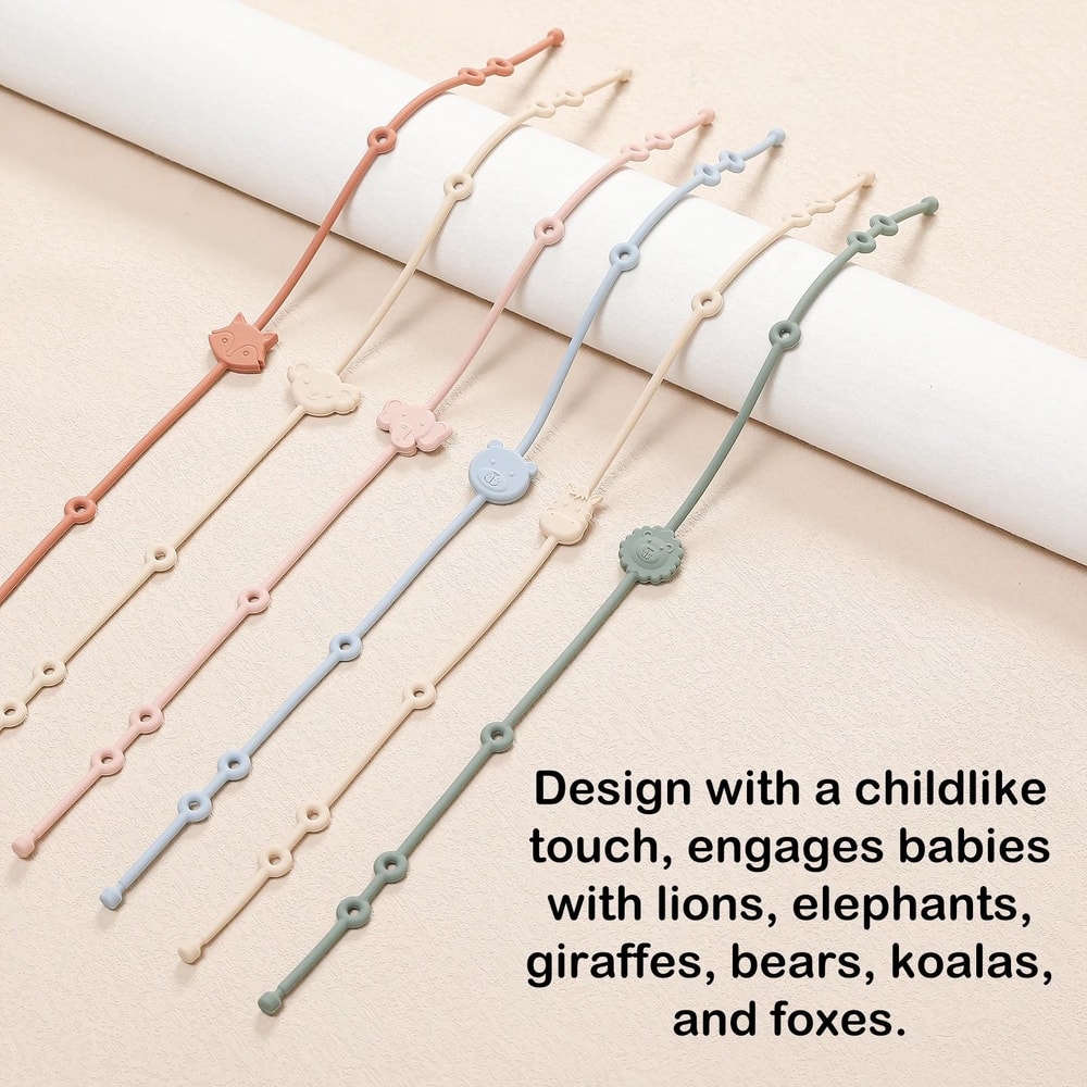 Silicone AntiLost Cartoon Animal Pacifier Chain Set Six Pieces 2