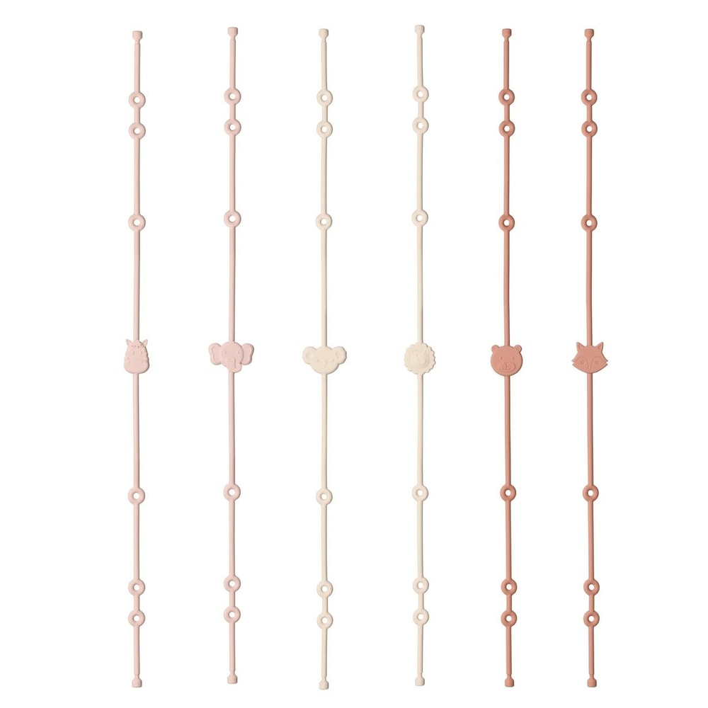 Silicone AntiLost Cartoon Animal Pacifier Chain Set Six Pieces 6