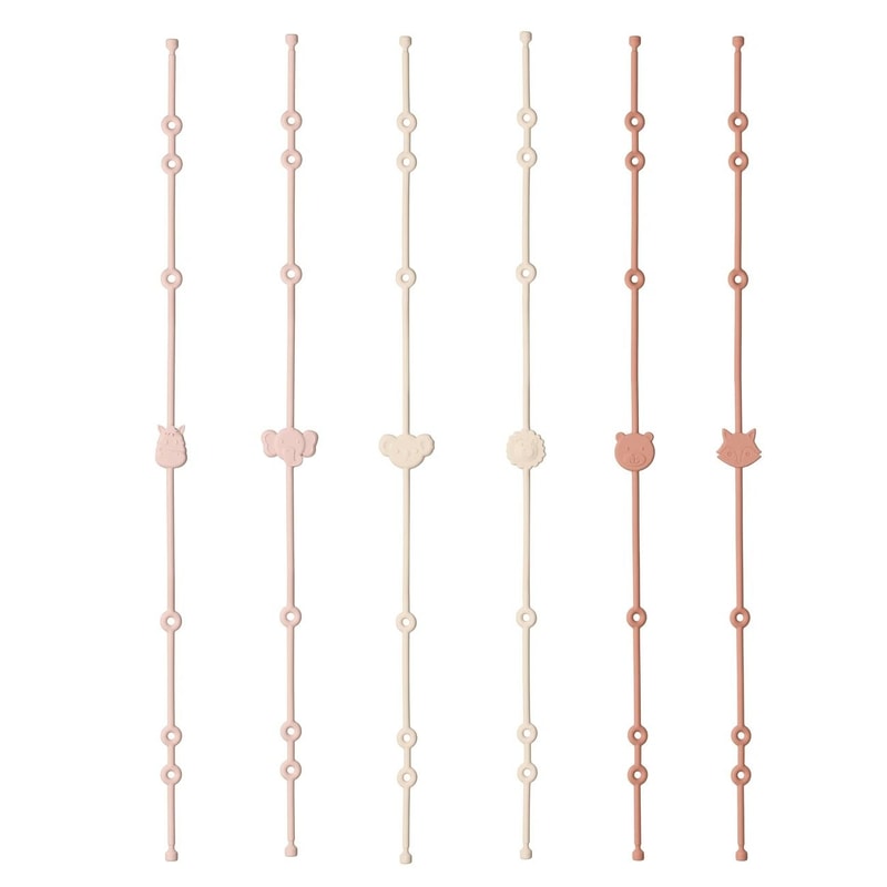 Silicone AntiLost Cartoon Animal Pacifier Chain Set Six Pieces 6