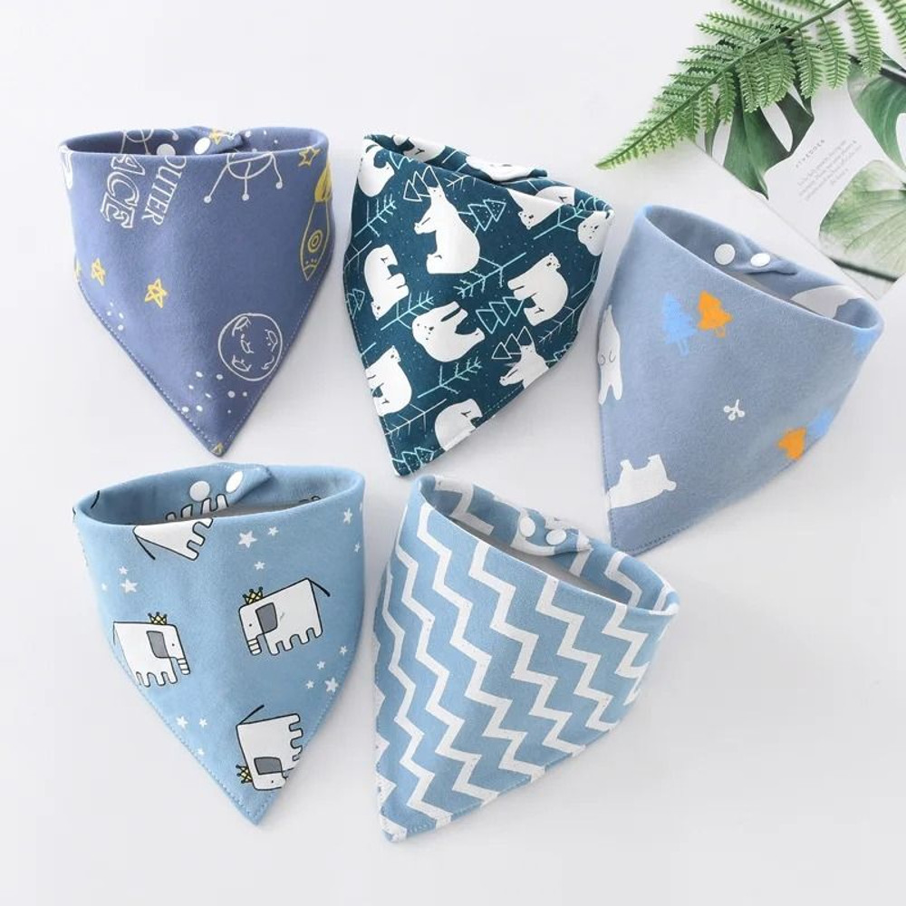5 Piece Pure Cotton Triangle Scarf Bib Set 0