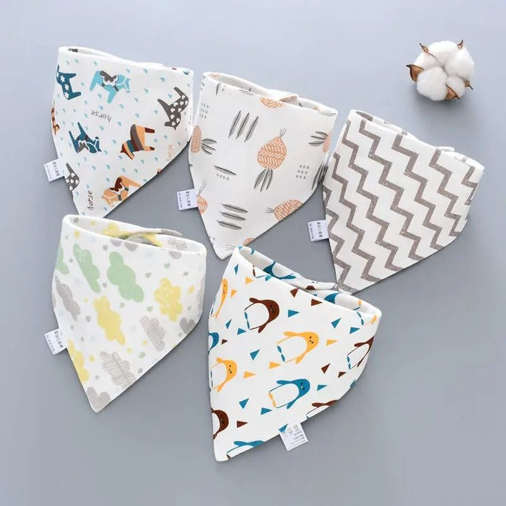 5 Piece Pure Cotton Triangle Scarf Bib Set 14