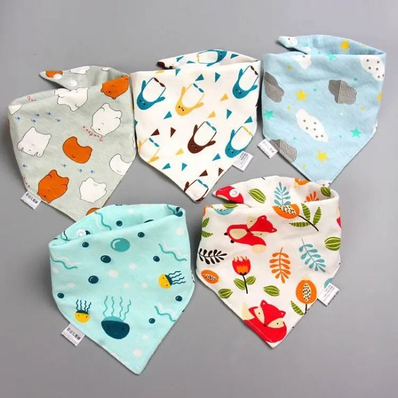 5 Piece Pure Cotton Triangle Scarf Bib Set 18