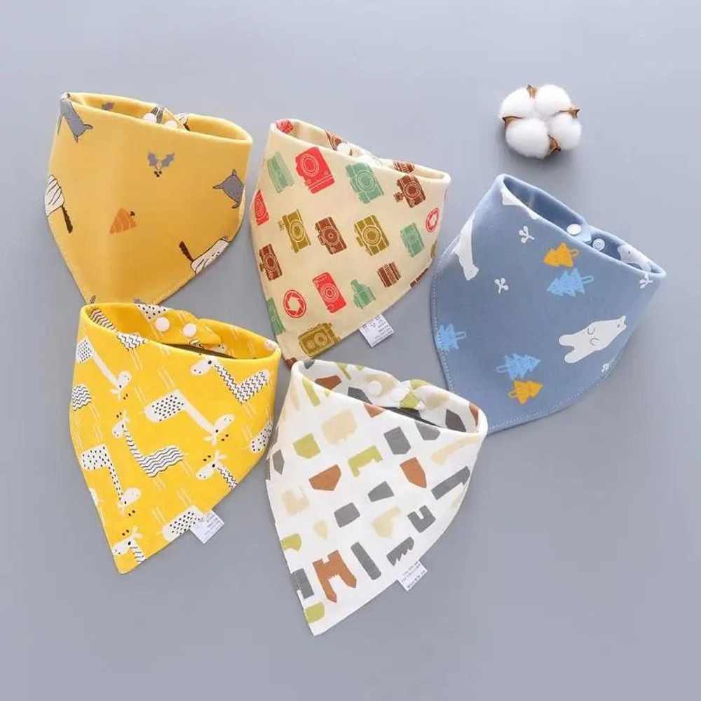 5 Piece Pure Cotton Triangle Scarf Bib Set 7