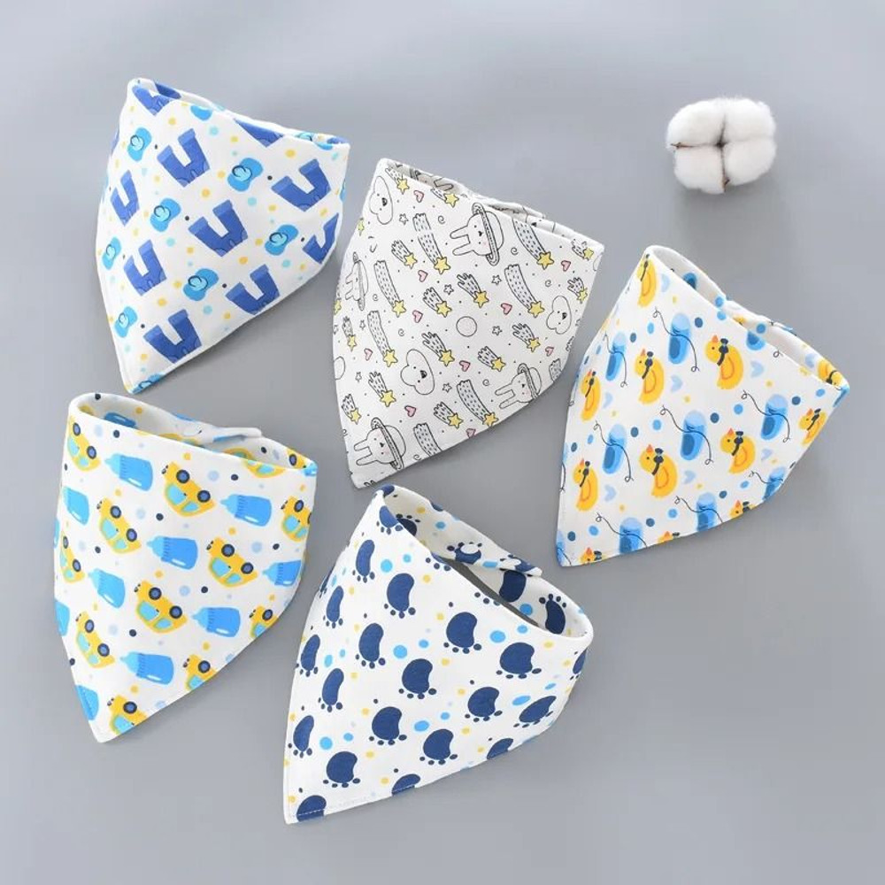5 Piece Pure Cotton Triangle Scarf Bib Set 20