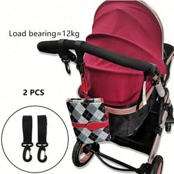 2 piece pu leather stroller hook set with 360 degree rotation