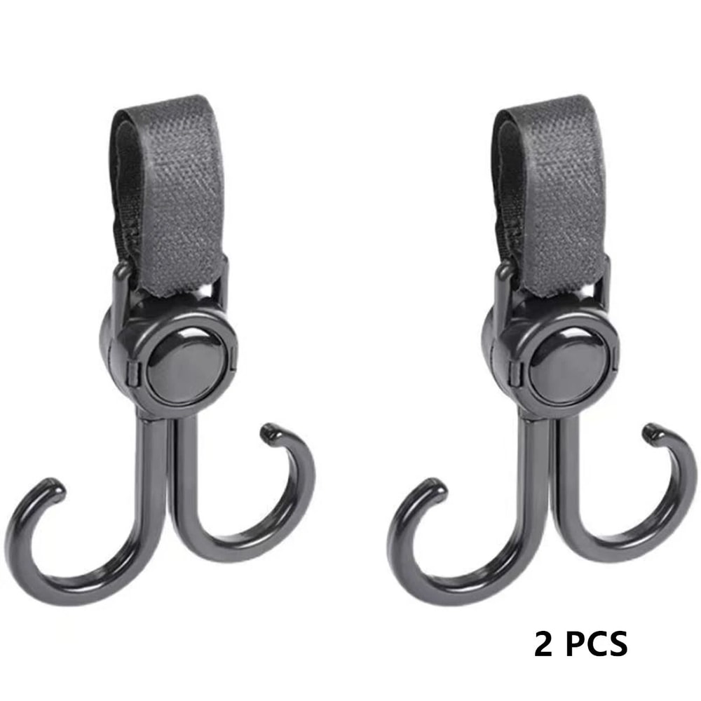 2 Piece PU Leather Stroller Hook Set With 360 Degree Rotation 5