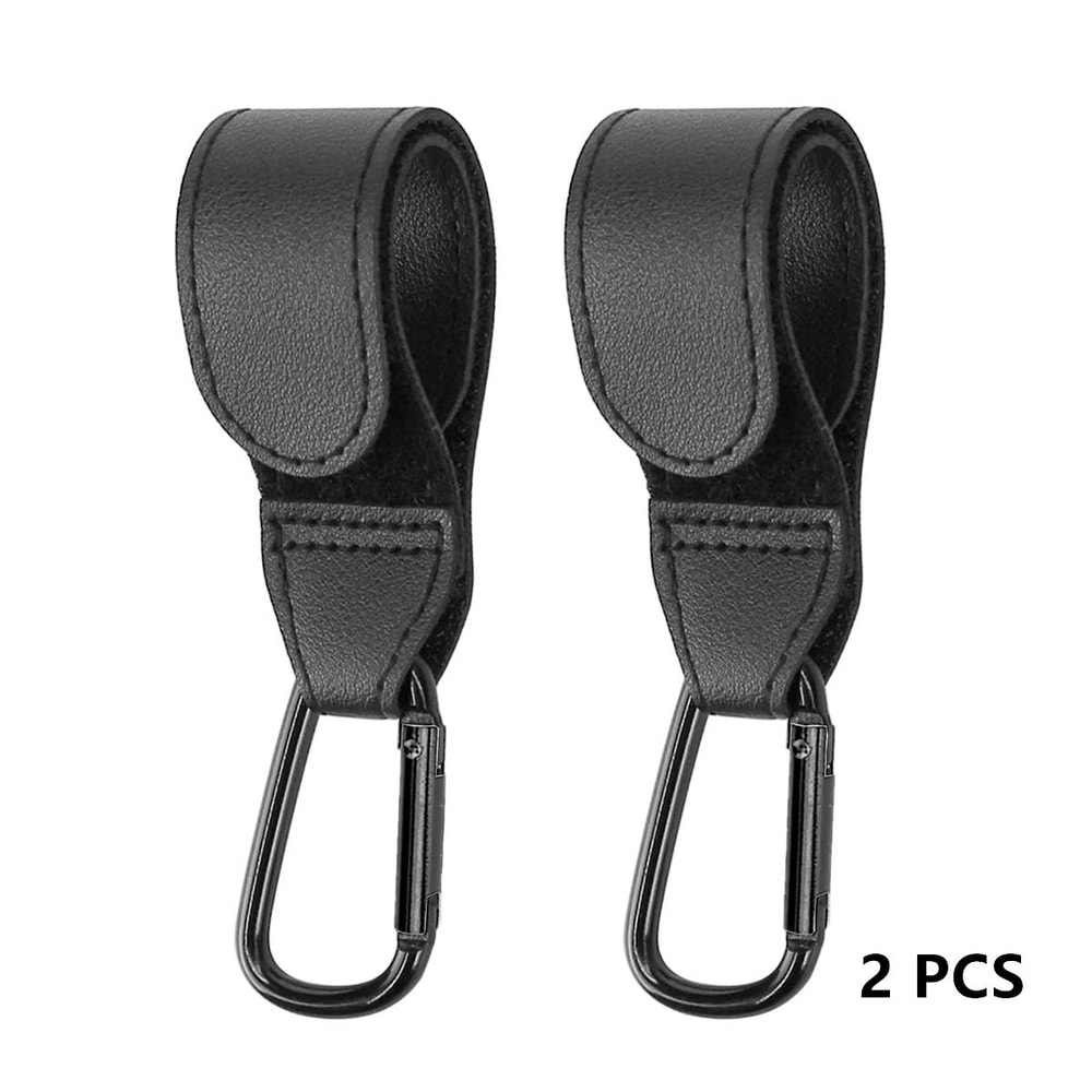 2 Piece PU Leather Stroller Hook Set With 360 Degree Rotation 6