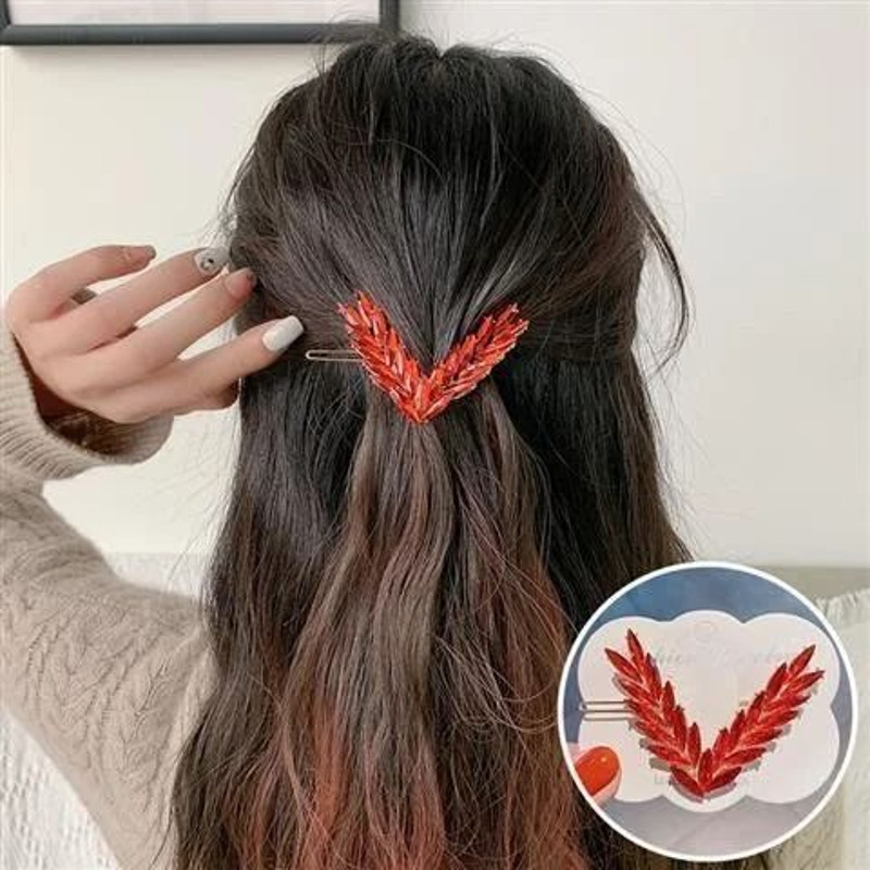 Luxury Crystal V Shape Hair Clip For Women 8