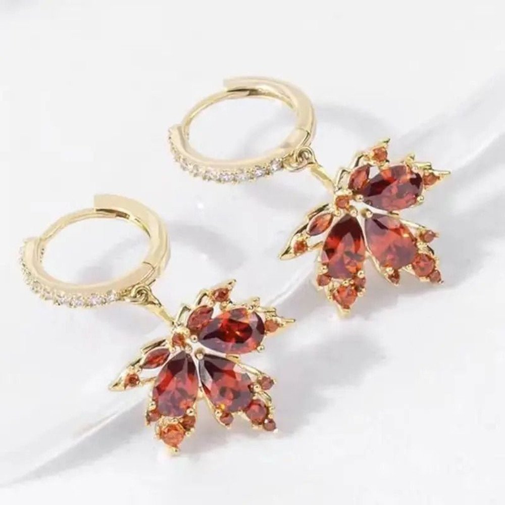 Elegant Crystal Leaf Drop Earrings 2