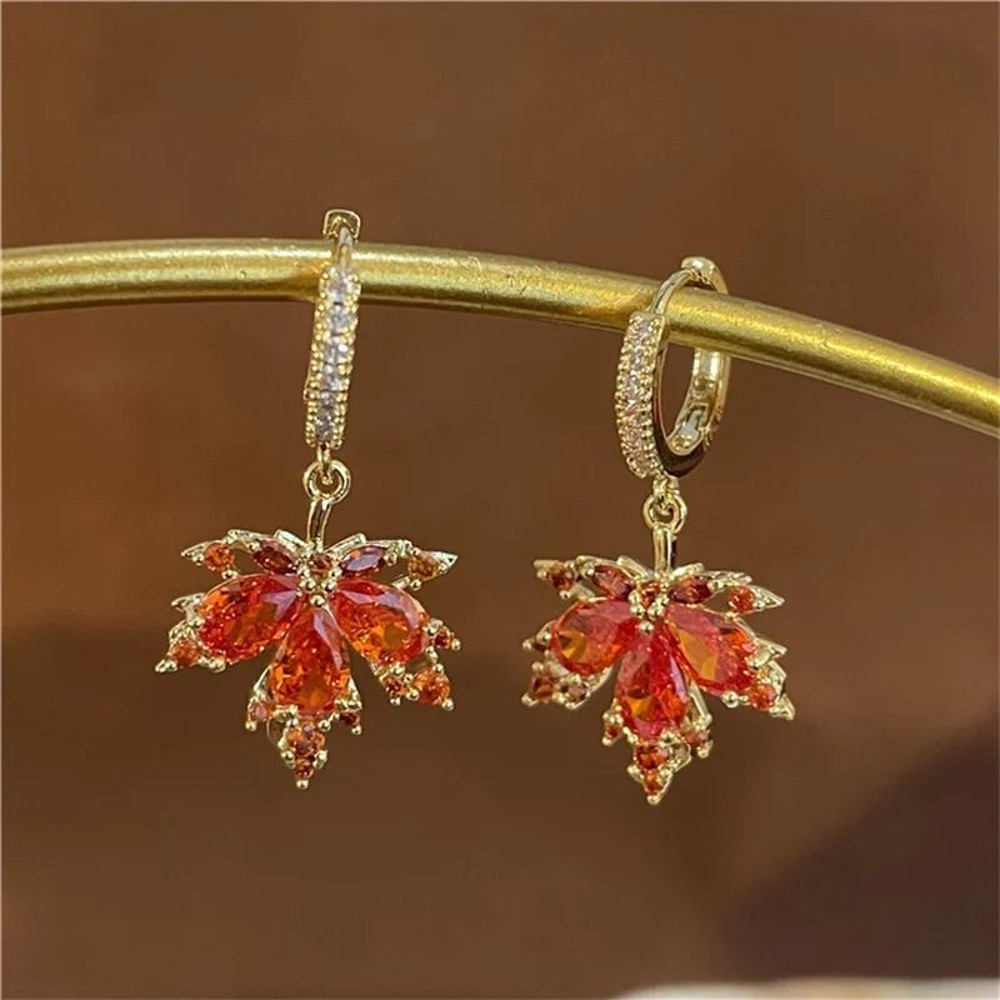 Elegant Crystal Leaf Drop Earrings 6