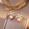 Sparkling Pearl Bow Stud Earrings 1