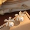 Sparkling Pearl Bow Stud Earrings 7